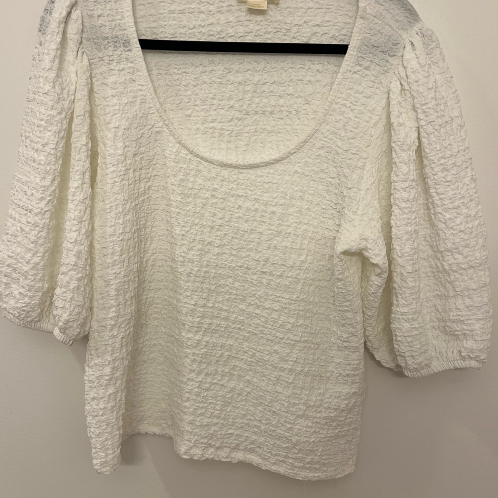 White Textured Women's Top